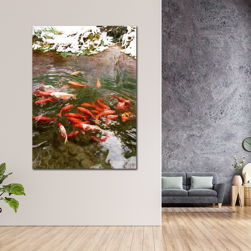 【御畫房】富貴有魚 國家一級畫師手繪油畫80&times;110cm(VF-66), , large