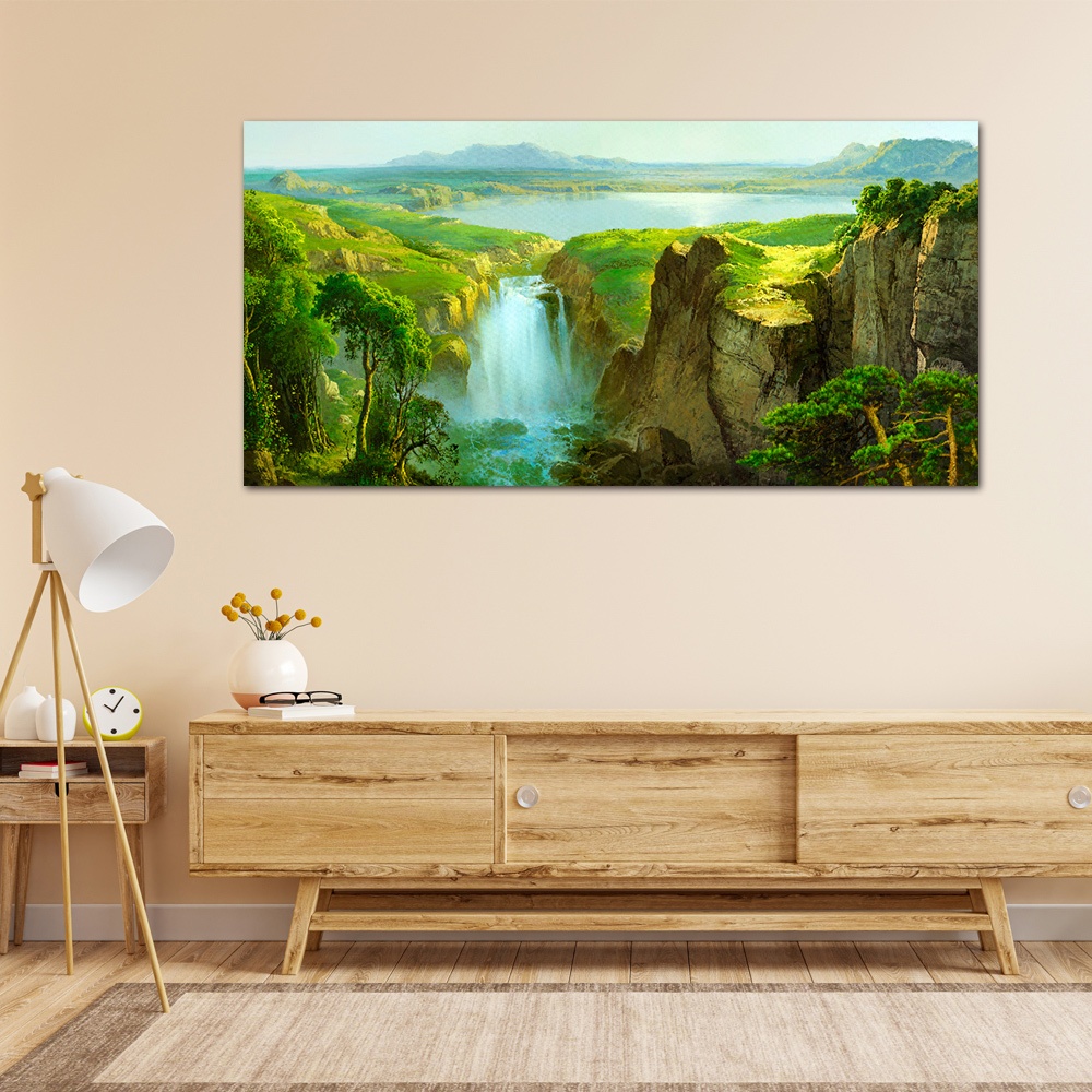 【御畫房】天瀑 國家一級畫師手繪油畫60&times;120cm(VF-136), , large