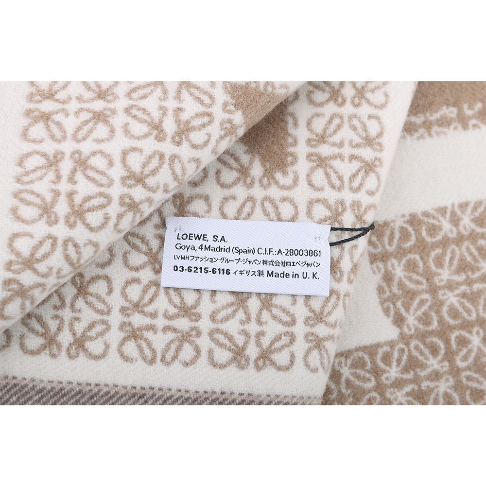LOEWE Love 標誌羊毛及羊絨圍巾(白色/米色), , large