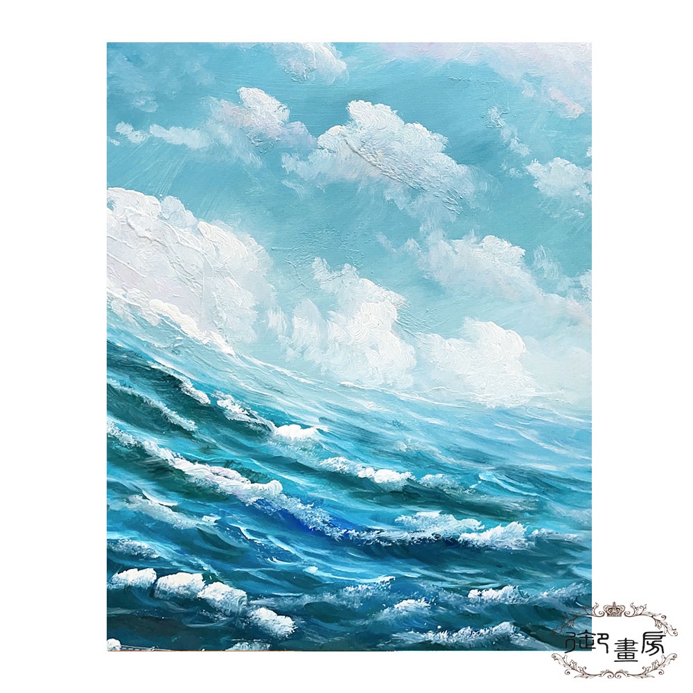 【御畫房】波瀾壯闊 手繪抽象油畫-40*50cm無框掛畫4050-023, , large