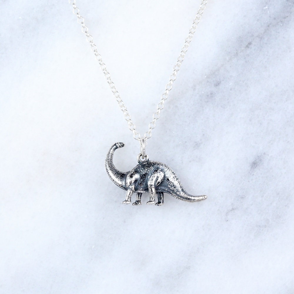 【Angel & Me】3D Dinosaur Brontosaurus s925 sterling silver necklace Birthday gift, , large