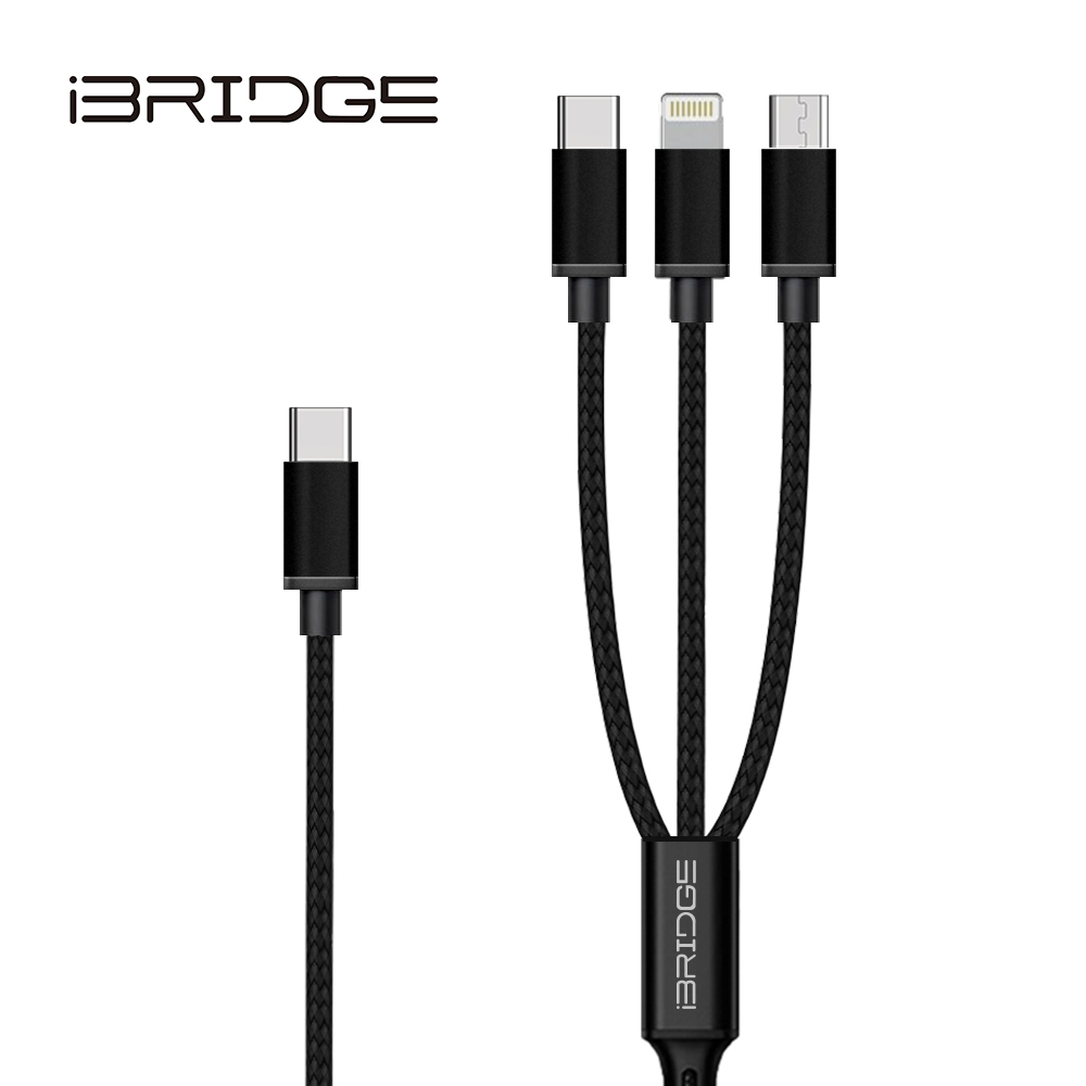 iBRIDGE 三合一 0.3M PD 100W傳輸充電線, , large