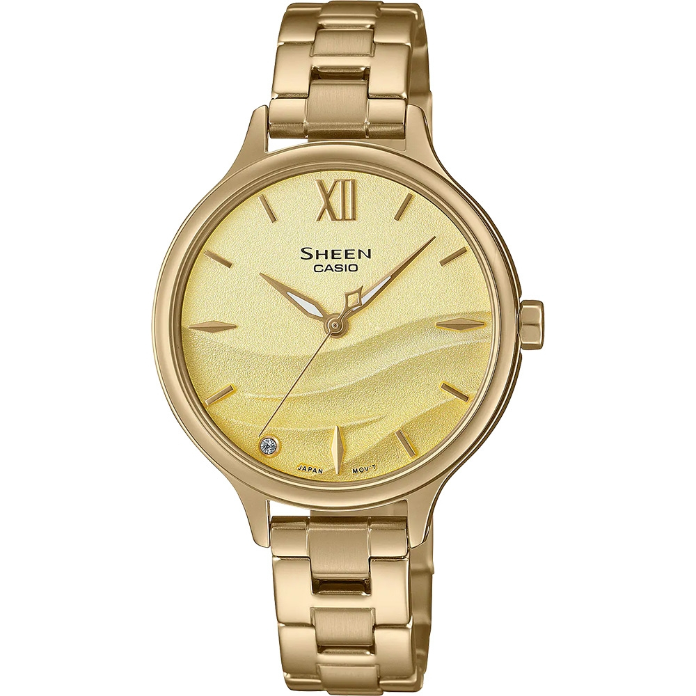 CASIO 卡西歐 SHEEN 海浪漸層女錶-金 SHE-4550G-9A, , large