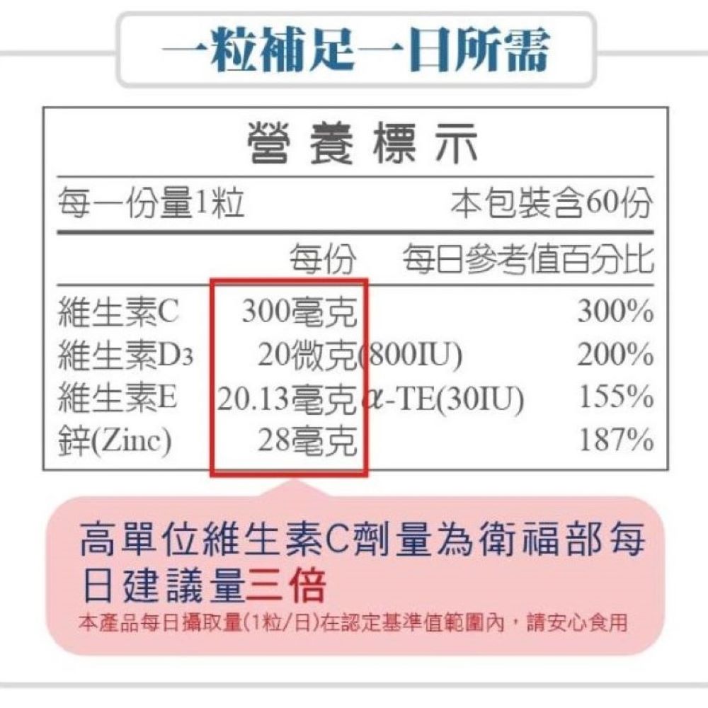 [台灣康田] CDE+鋅(60粒/瓶), , large