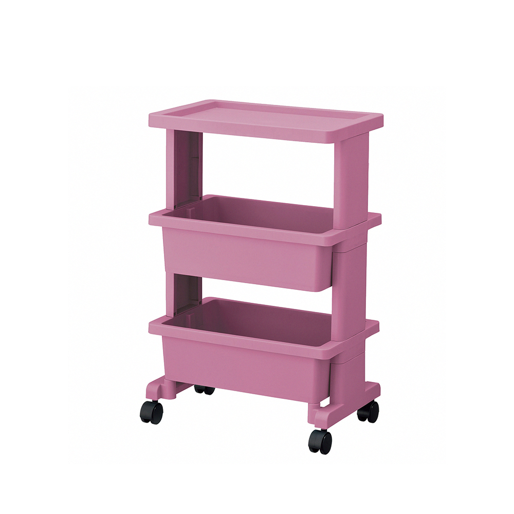 【JEJ ASTAGE】Japan-Made Multifunctional 3-Tier Utility Cart (Top Shelf Design / Storage Cart / Organizer Cart) &ndash; Pink, , large
