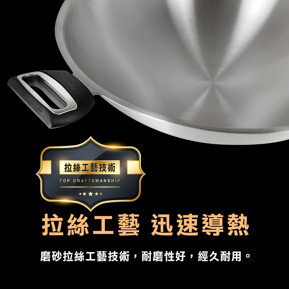 【美國MotherGoose鵝媽媽】醫療級316不鏽鋼 利歐IH導磁七層複合金不沾鍋/雙耳炒鍋40cm, , large