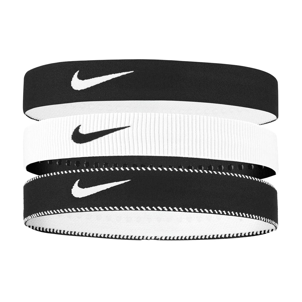 NIKE FLEX CLASSIC 寬版頭帶 3PK 三入裝 運動頭帶 止汗髮帶 簡約 穩固 矽膠防滑 貼合 彈性 N1011932036OS黑白, 黑白, large