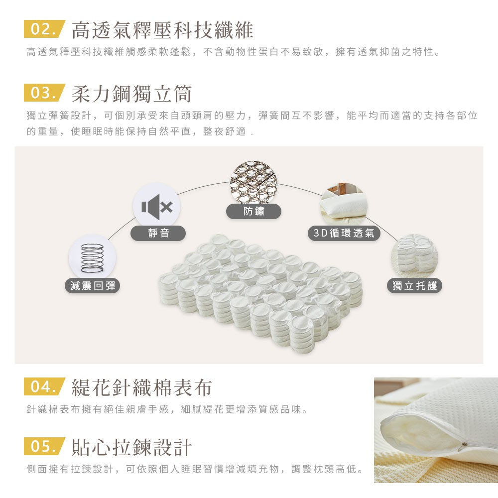 買一送一 DUYAN竹漾 枕頭 多款任選 （壓縮枕 | QQ枕 | 獨立筒枕 | 羽絨枕 | 天絲枕）, , large