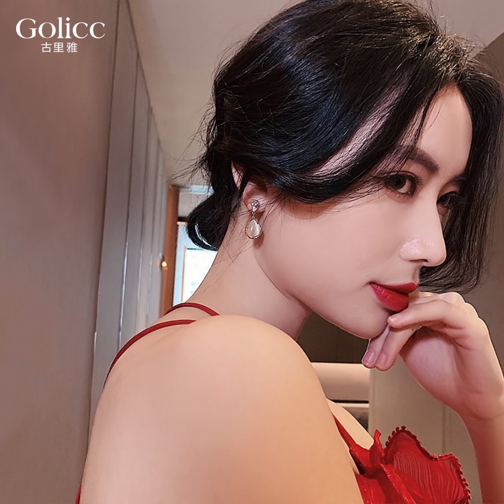 【Gulicc】古莉可 耳環 水滴貓眼石耳環, , large