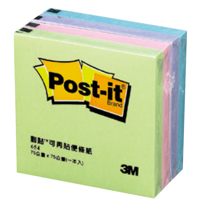 3M利貼可再貼便條紙3*3混色, , large