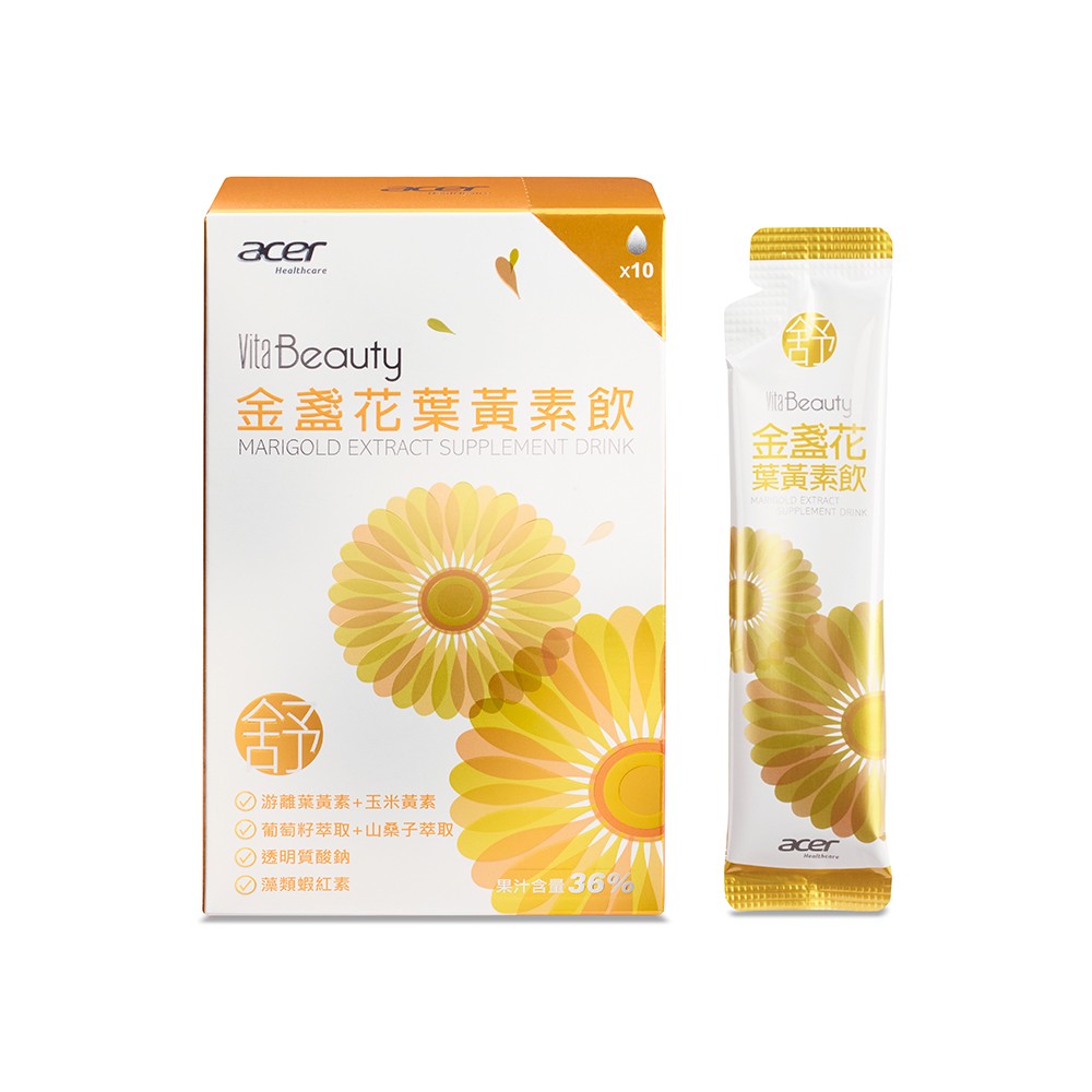 【宏碁健康】VitaBeauty金盞花葉黃素飲3入組(共30包), , large