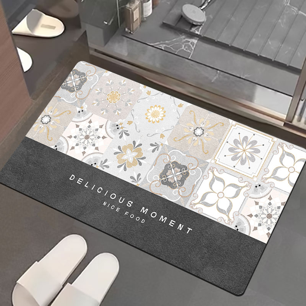 Nano suede soft diatomaceous earth water-absorbent anti-slip floor mat, , large