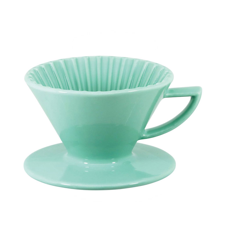 PEARL HORSE Ceramic Coffee Dripper with Handle &ndash; 1&ndash;4 Cups, Cobalt Green, &ndash; JA-05-02-C-G, , large