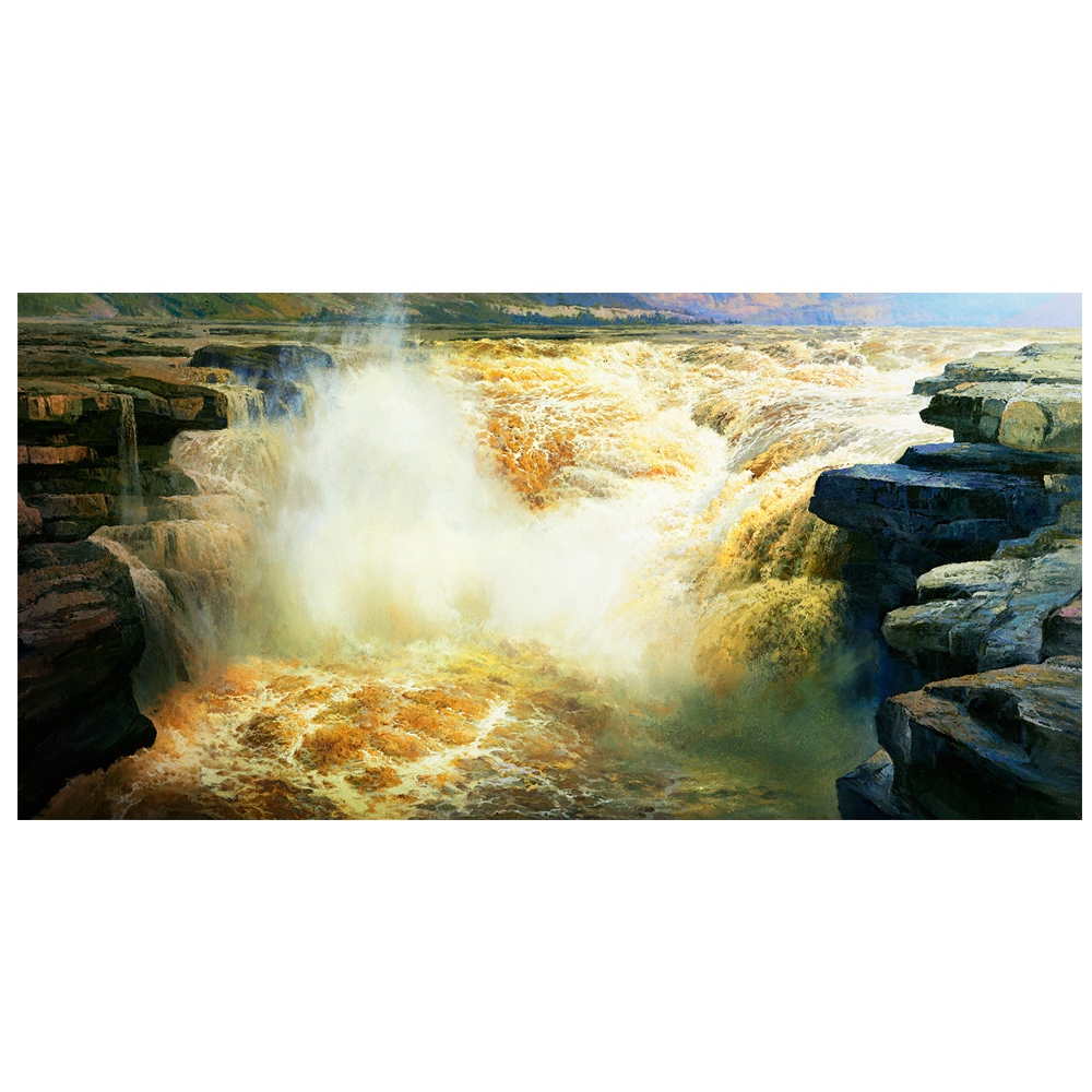 【御畫房】黃河頌 國家一級畫師手繪油畫60&times;120cm(VF-147), , large
