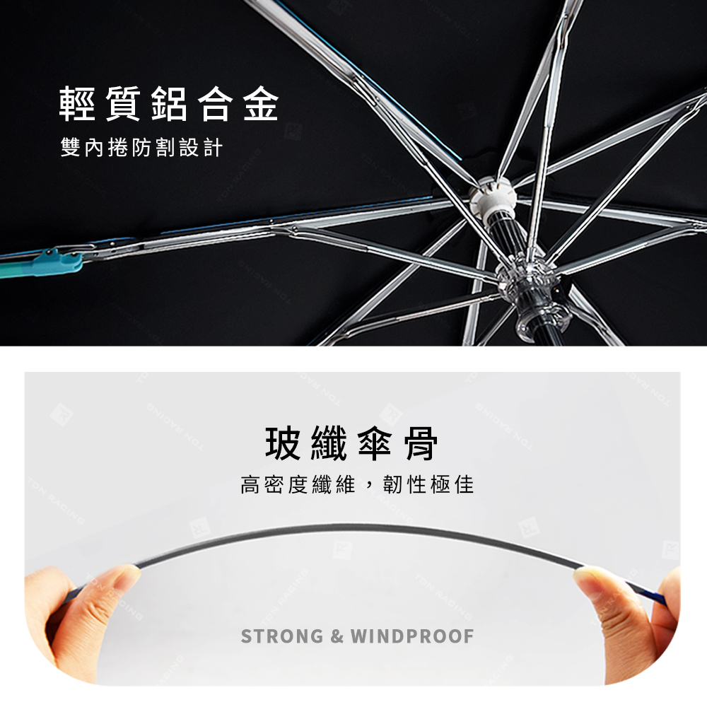 [TDN]自然光超輕易開收三折抗UV晴雨傘(防風防曬陽傘B7617C)雪花綠, , large
