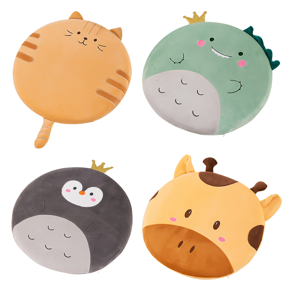 [Taro Miura] Cute animal soft elastic plush memory foam round cushion/yellow cat (sleeping pillow/lunch break/heightening cushion/soft cushion/sofa cushion/chair cushion) (S0127), , large
