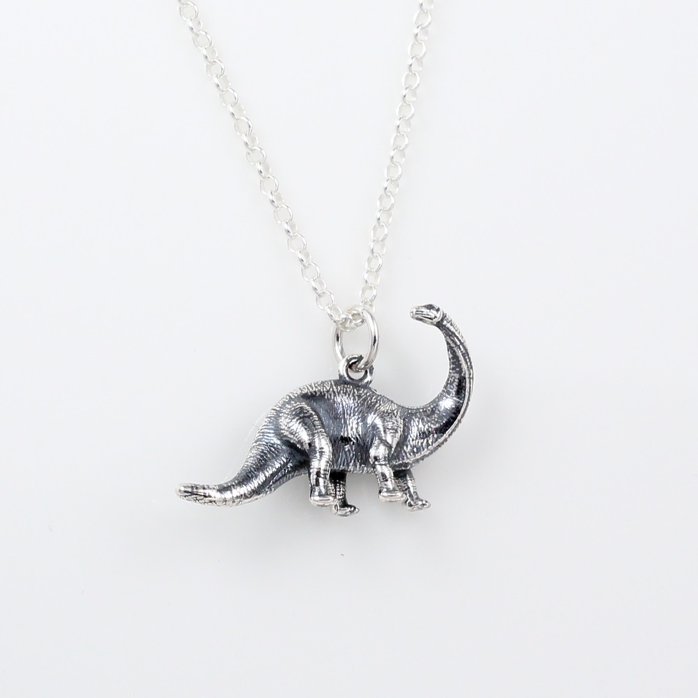 【Angel & Me】3D Dinosaur Brontosaurus s925 sterling silver necklace Birthday gift, , large