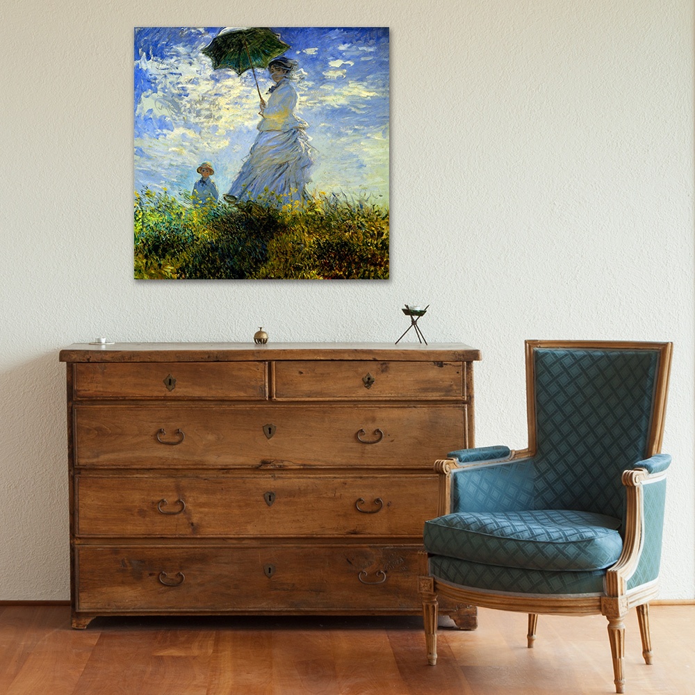 【御畫房】撐着陽傘的女人 國家一級畫師手繪油畫80&times;80cm(VF-172), , large