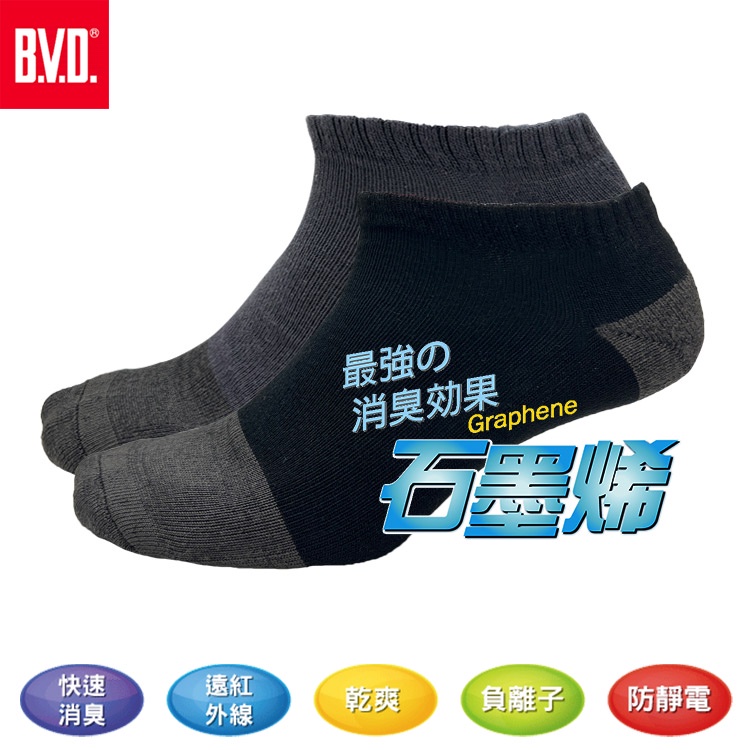 【BVD】石墨烯乾爽氣墊船襪5入-M/L B666/B558 襪子/短襪/除臭襪, , large