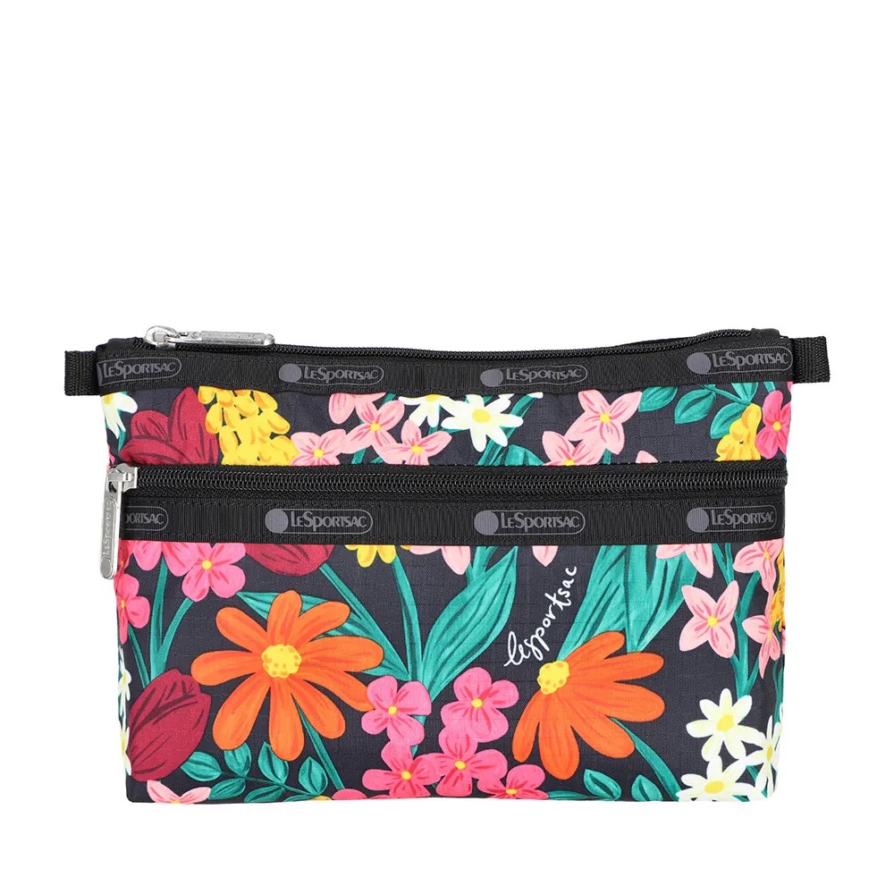 LeSportsac COSMETIC CLUTCH 雙層拉鍊化妝包 - 繽紛花園, , large