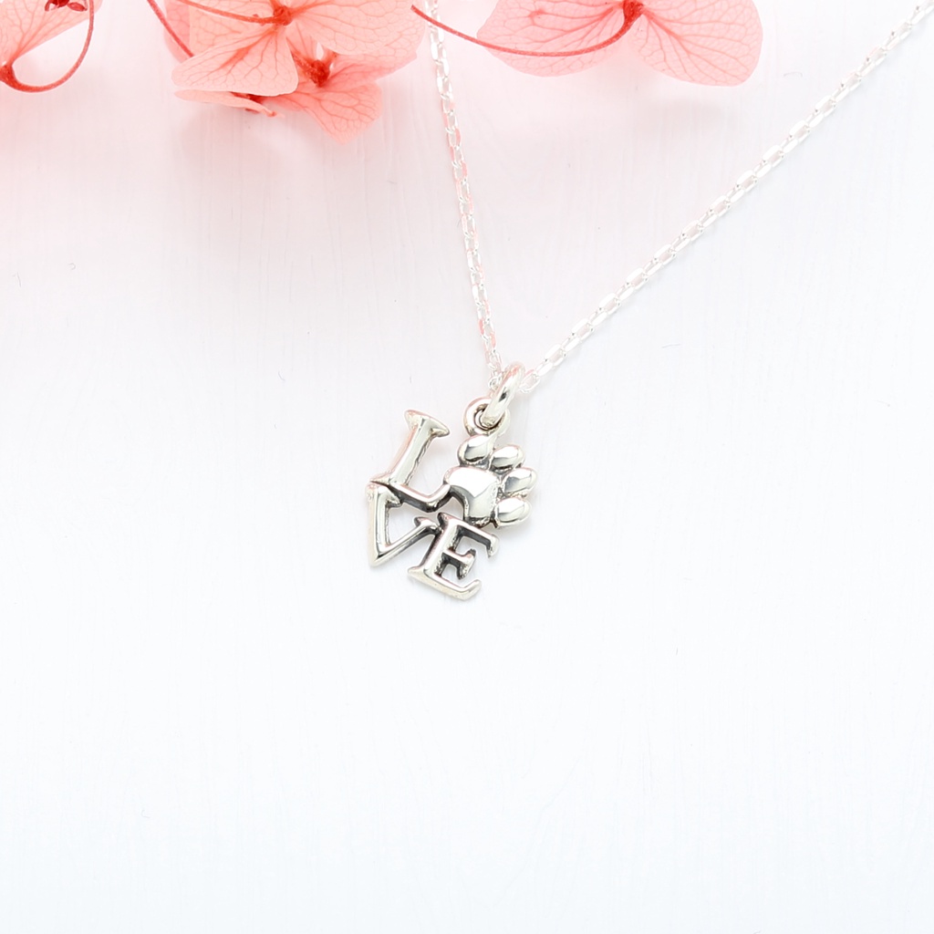 【Angel & Me】Love Cat Dog Paw s925 sterling silver necklace Christmas gift, , large