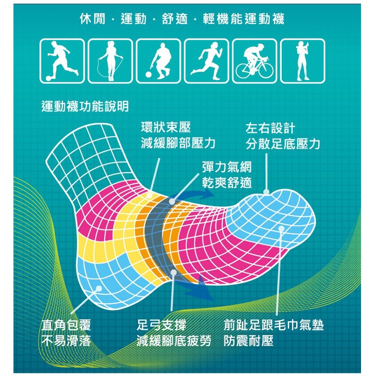 【D&G】透氣避震足弓男襪<丈青>D398 氣墊 毛巾底 襪子 機能運動襪, , large