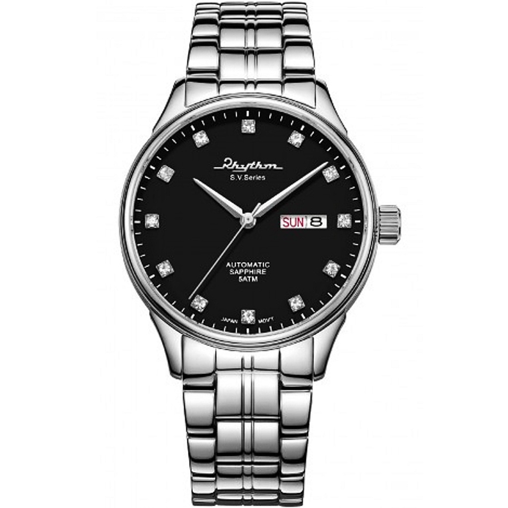 RHYTHM日本麗聲 S.V.Series 晶鑽日曆機械錶-39mm AS1612S02, , large