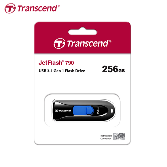 【Transcend】創見 JetFlash 790 USB 3.1 256GB 黑色 高速隨身碟 保固公司貨, , large