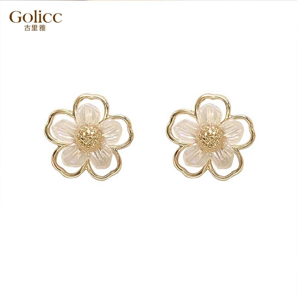 【Gulicc 】古莉可 耳環 貝殼花朵耳釘, , large