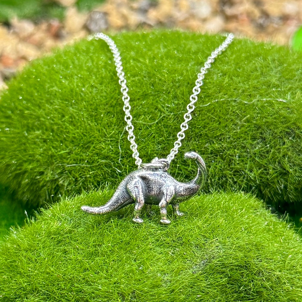 【Angel & Me】3D Dinosaur Brontosaurus s925 sterling silver necklace Birthday gift, , large