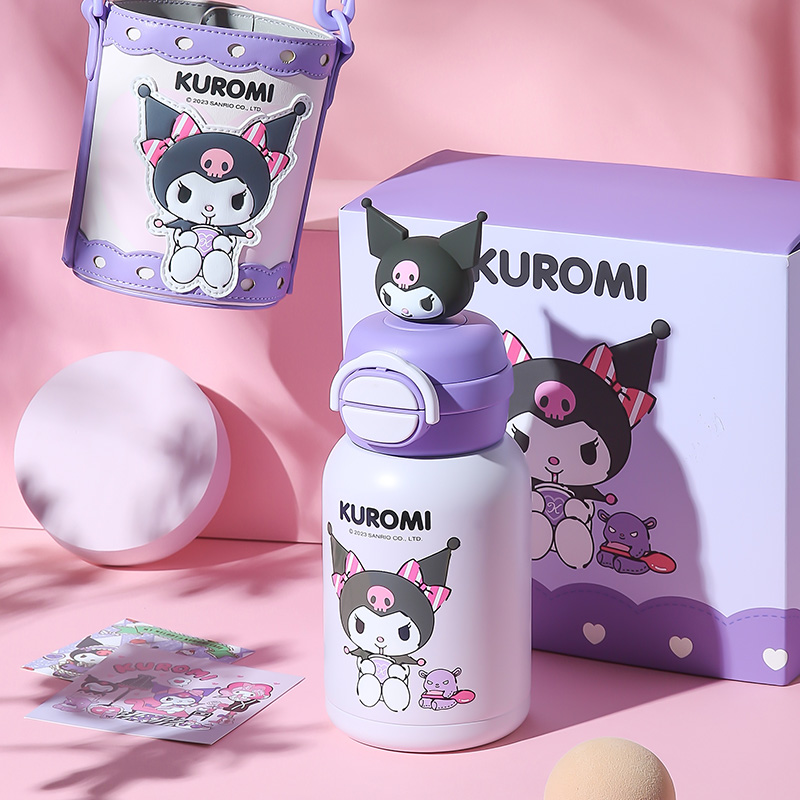 【hababy環安家居】杯具熊 Kuromi 庫洛米雙飲保溫杯✨正版三麗鷗學生斜背保溫壺600ml, , large