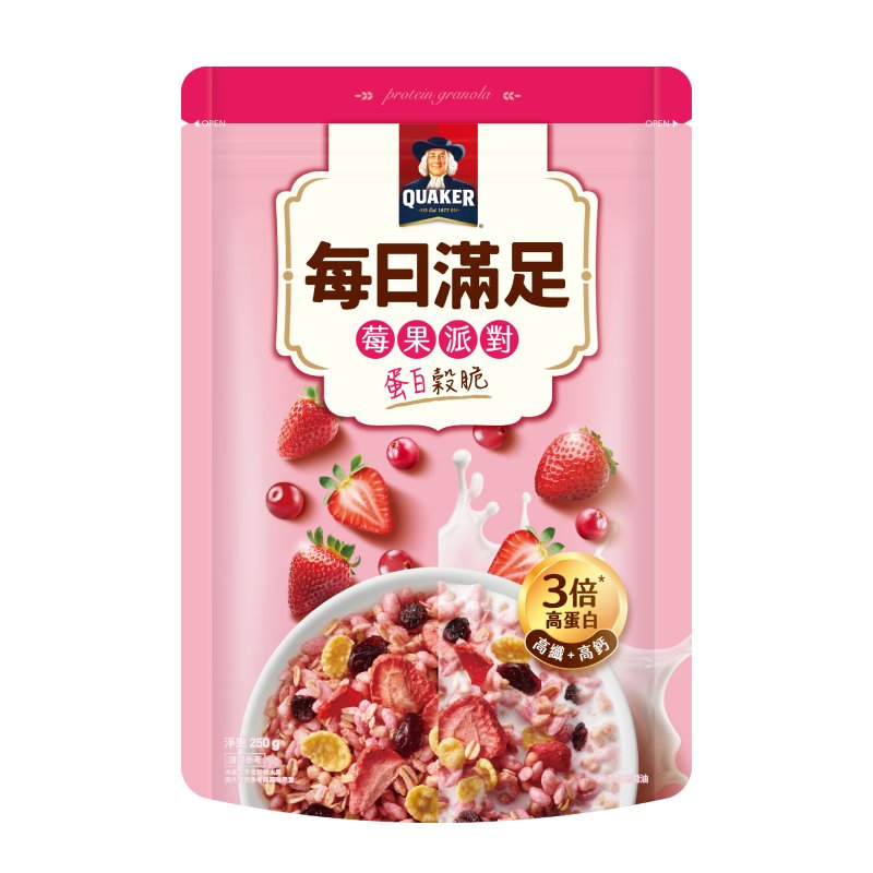 桂格每日滿足蛋白穀脆-莓果派對250g, , large