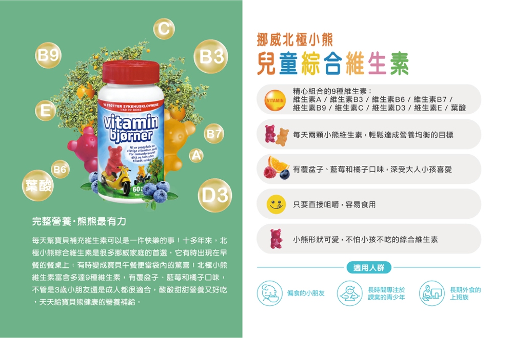 挪威北極熊DHA兒童魚油一盒+小熊綜合維生素一瓶加贈精選小盒一只  (滿三千85折), , large