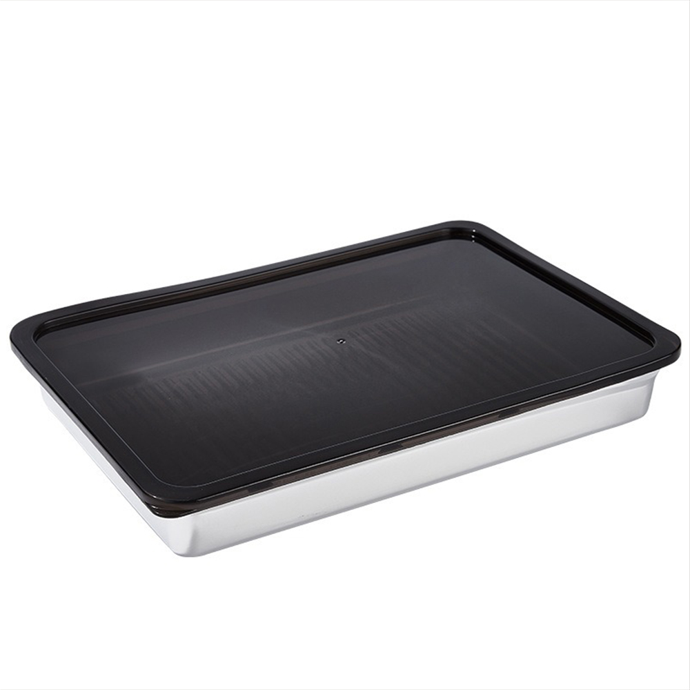 304 stainless steel dumpling box with lid, stackable, kitchen refrigerator food storage box, , large