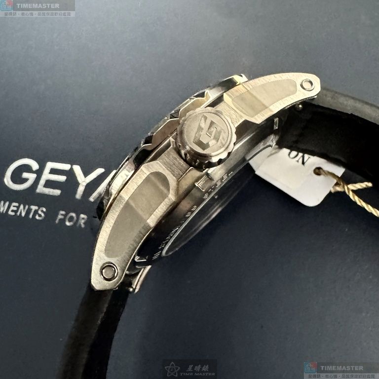 [星晴錶業]GEYA手錶,44mm,G78155GWK雙面機械鏤空錶面銀錶殼深黑色真皮皮革錶帶款, , large