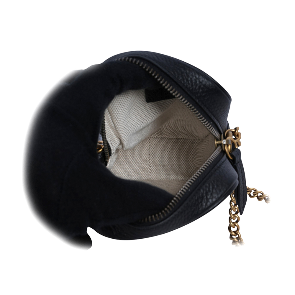 GUCCI Marmont 金色粒紋牛皮拉鍊手機包/鍊包/黑色, , large