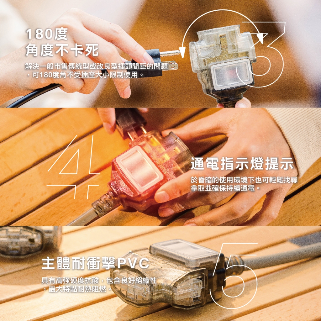 《台灣製造》200cm 曙光 3P 三插頭 動力線 延長線 AX-386, , large