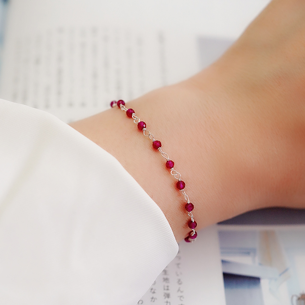 Garnet Curtain Sterling Silver Bracelet, , large