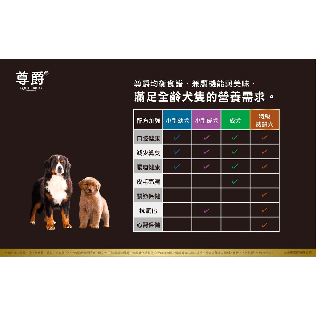 【PawHomie】尊爵 EQUILIBRIO&reg; 熟齡犬 機能天然糧｜關節保健・熟齡犬營養配方・高齡犬飼料 4LB, , large