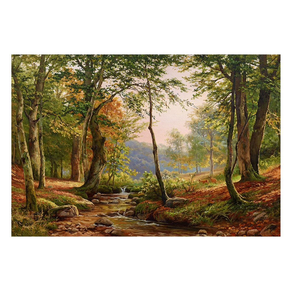 【御畫房】綠林小鹿之二 國家一級畫師手繪油畫60&times;90cm(VF-193), , large