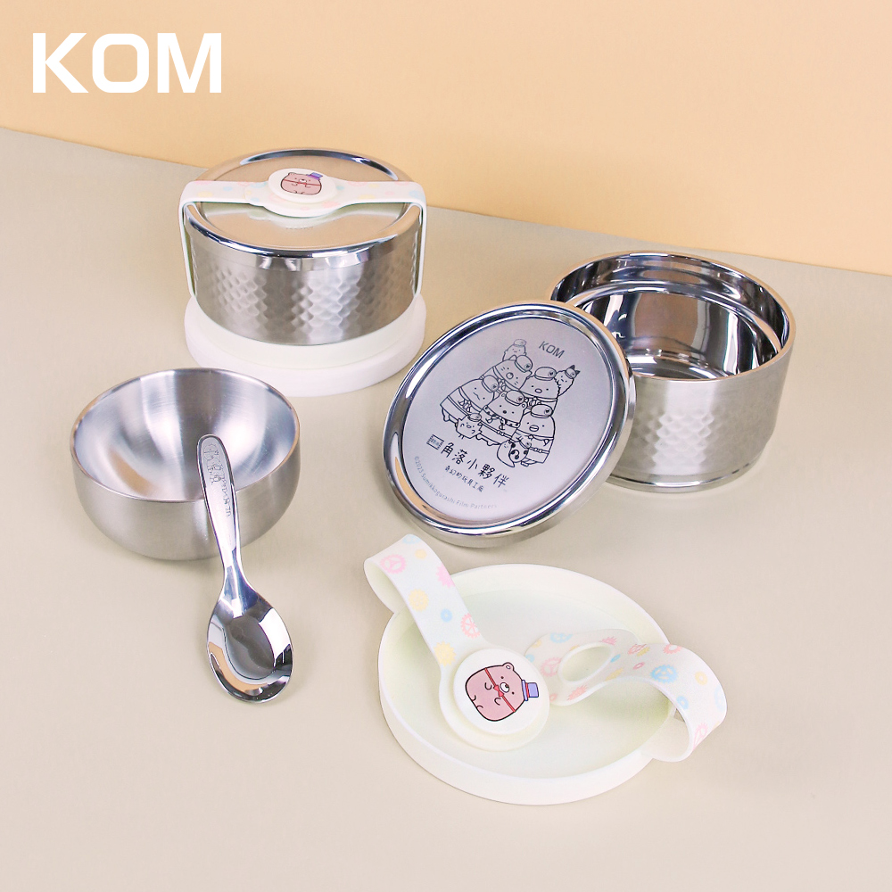 【KOM】角落小夥伴 ECO易扣防漏雙層隔熱304不鏽鋼便當盒(飯碗/湯碗/菜盤), , large