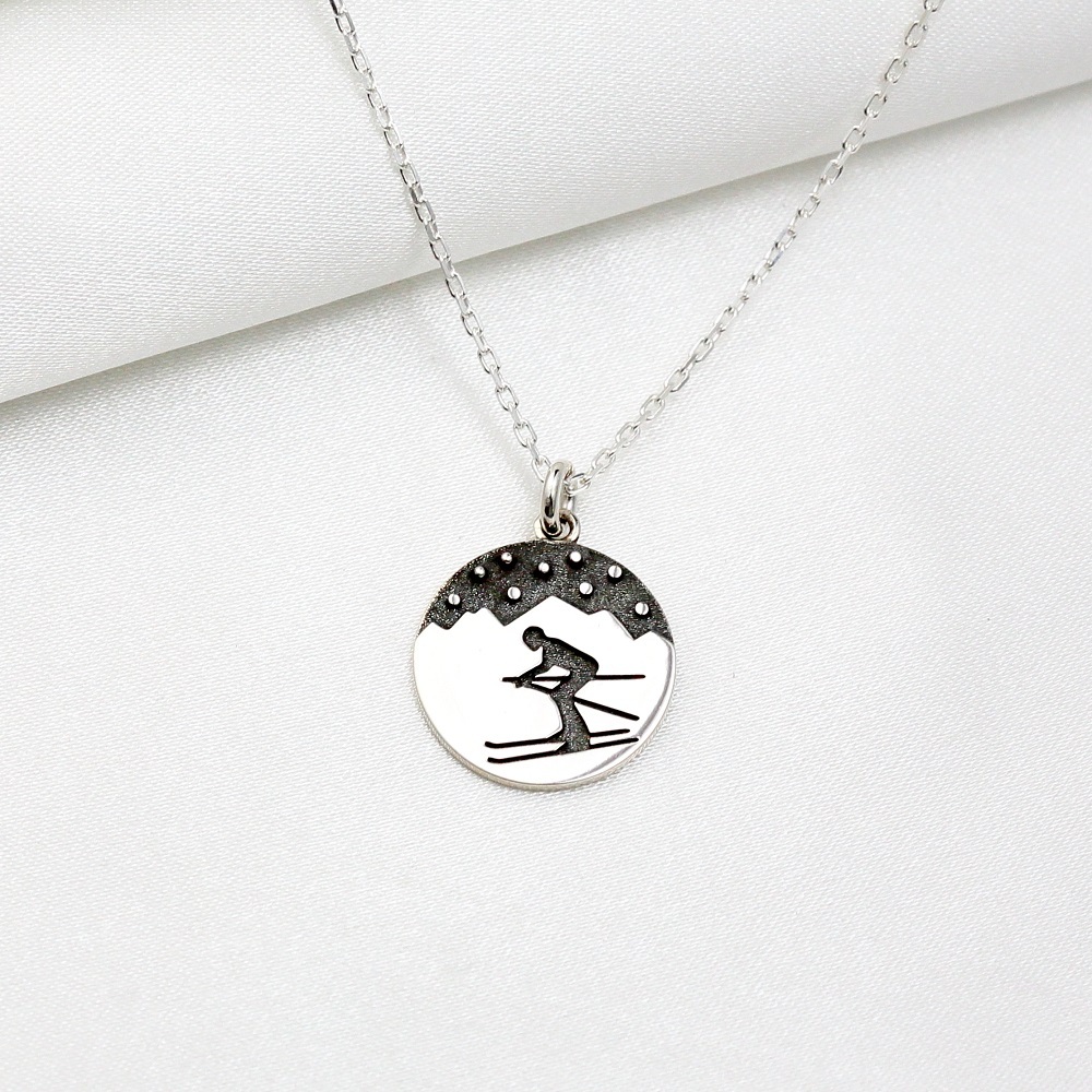 【Angel & Me】Mountain Ski s925 sterling silver necklace Birthday gift, , large