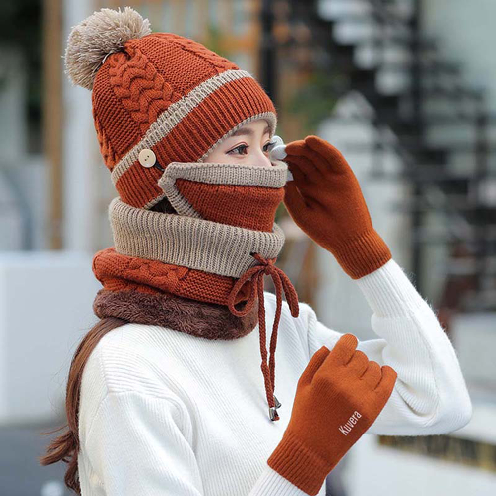 Fleece-Lined Beanie Set &ndash; 4 Pcs, , large