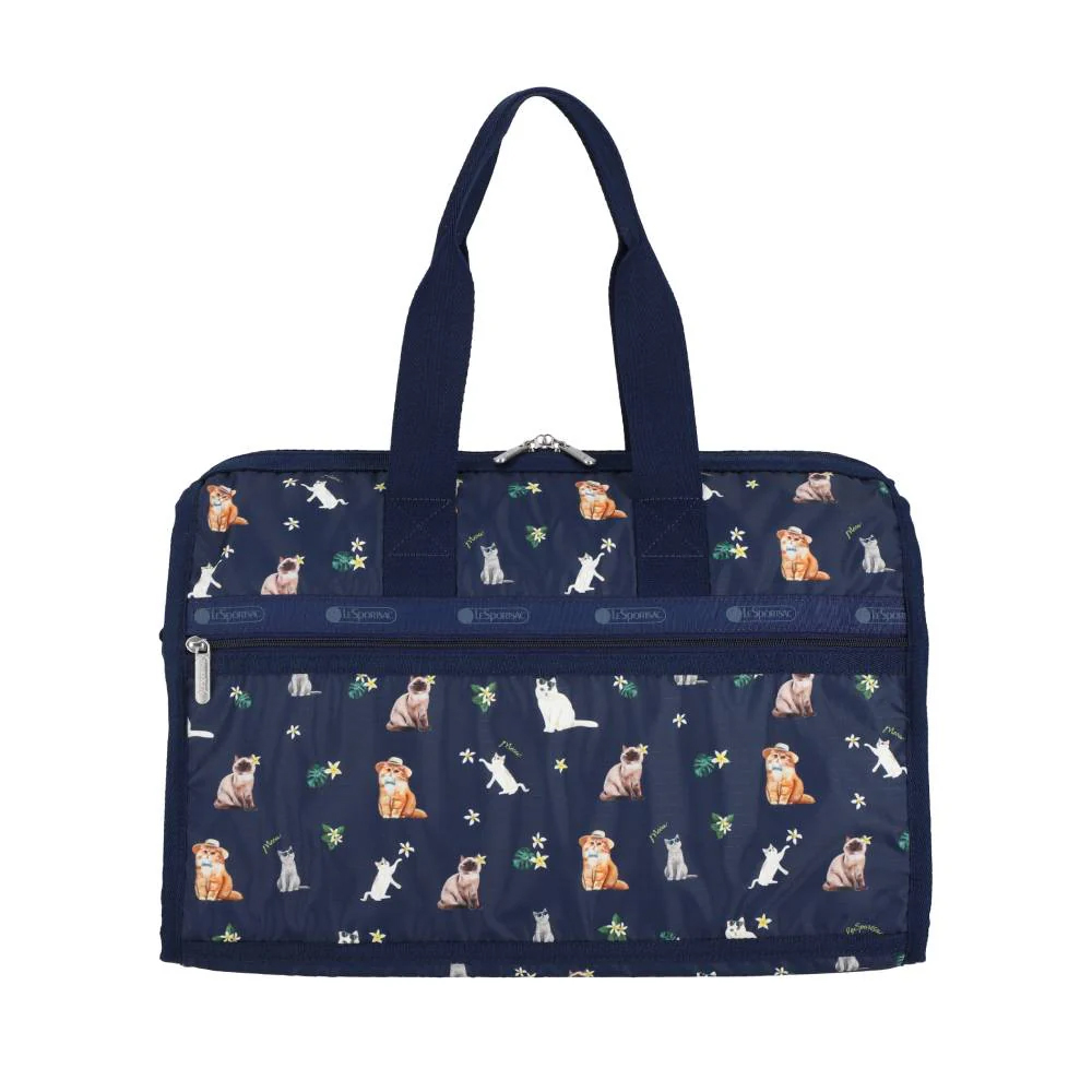 Lesportsac Deluxe Med Weekender 經典中型行李袋 旅行袋 收納袋 送禮 禮物 推薦 女包(熱帶度假貓咪), , large