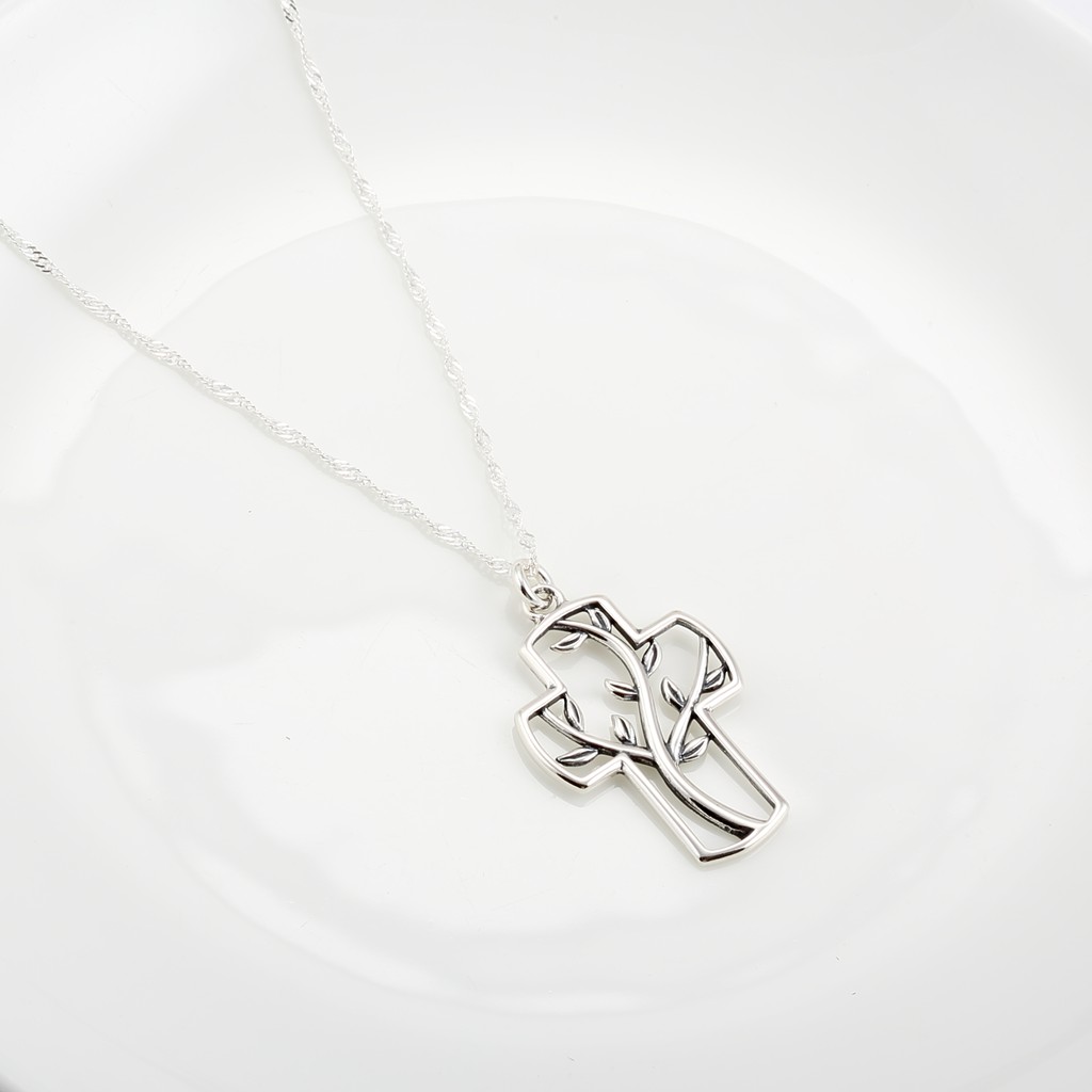 【Angel & Me】Tree of Life Cross 925 sterling silver necklace Christmas gift, , large