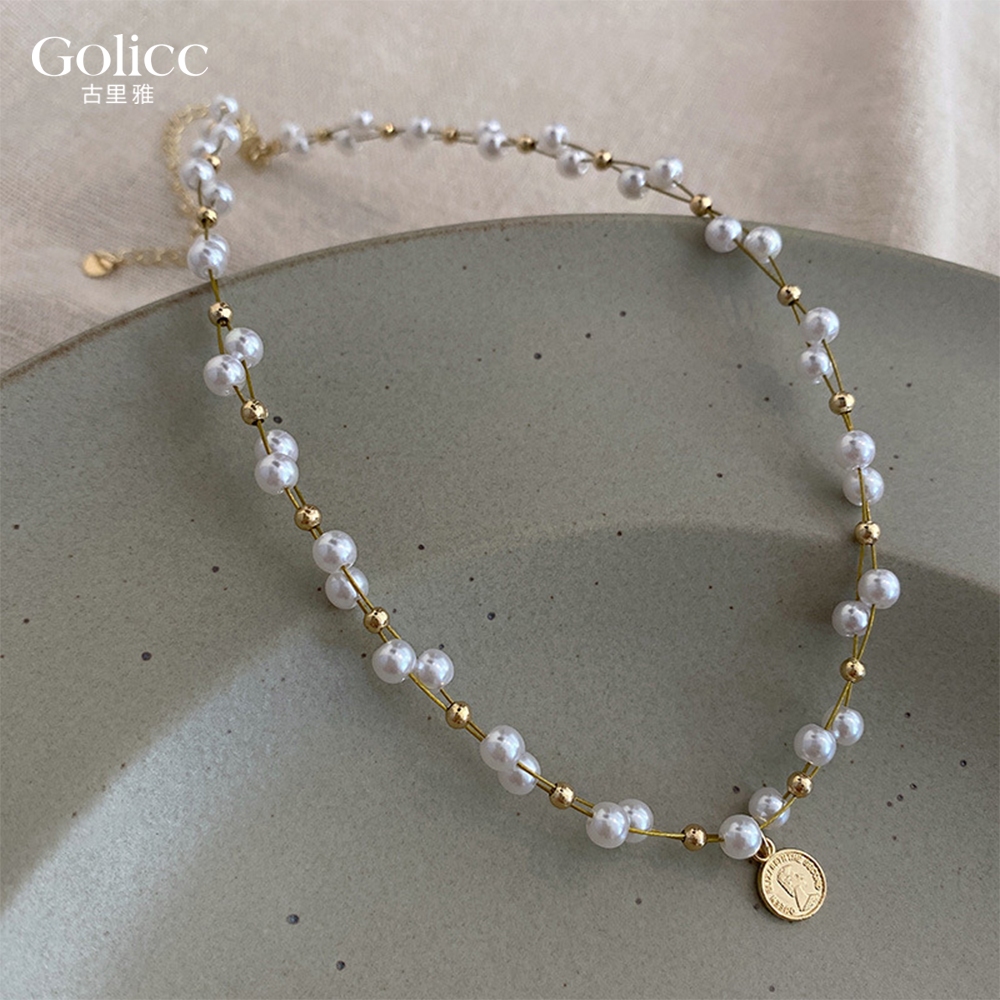【Gulicc】古莉可 項鍊 歐美典雅纏繞珍珠女王鎖骨鍊, , large