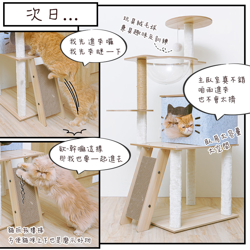 【Y HOUSE】Three views and two bedrooms, light luxury and elegant cat house, cat jumping platform, cat climbing frame, cat bed, coarse hemp rope column, cat scratching board, cat house, , large