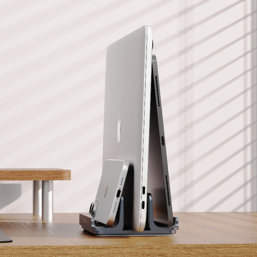 [OneMore Co., Ltd.] Allite Adjustable Aluminum Vertical Laptop & Tablet Stand (3-Slot), , large