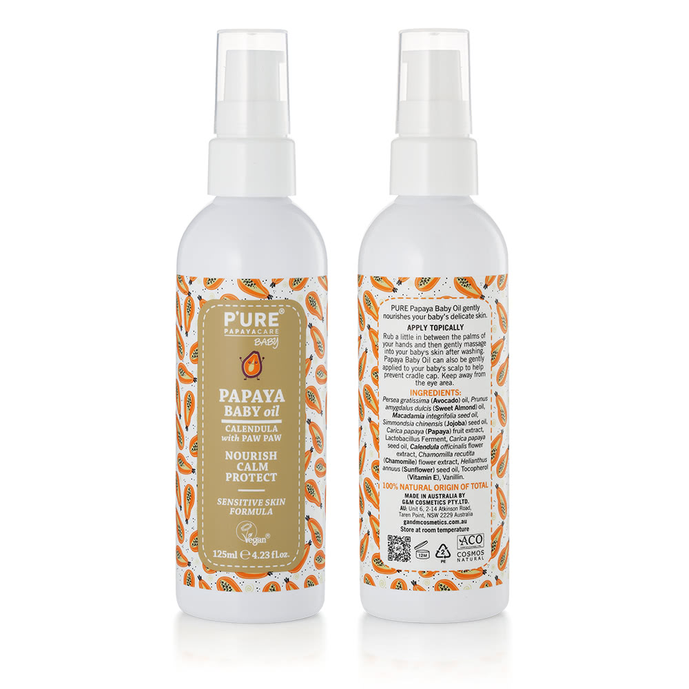 【澳洲Pure Papayacare】木瓜嬰兒油含金盞花(2入組 125ml/瓶) 即期品-2027年1月到期, , large