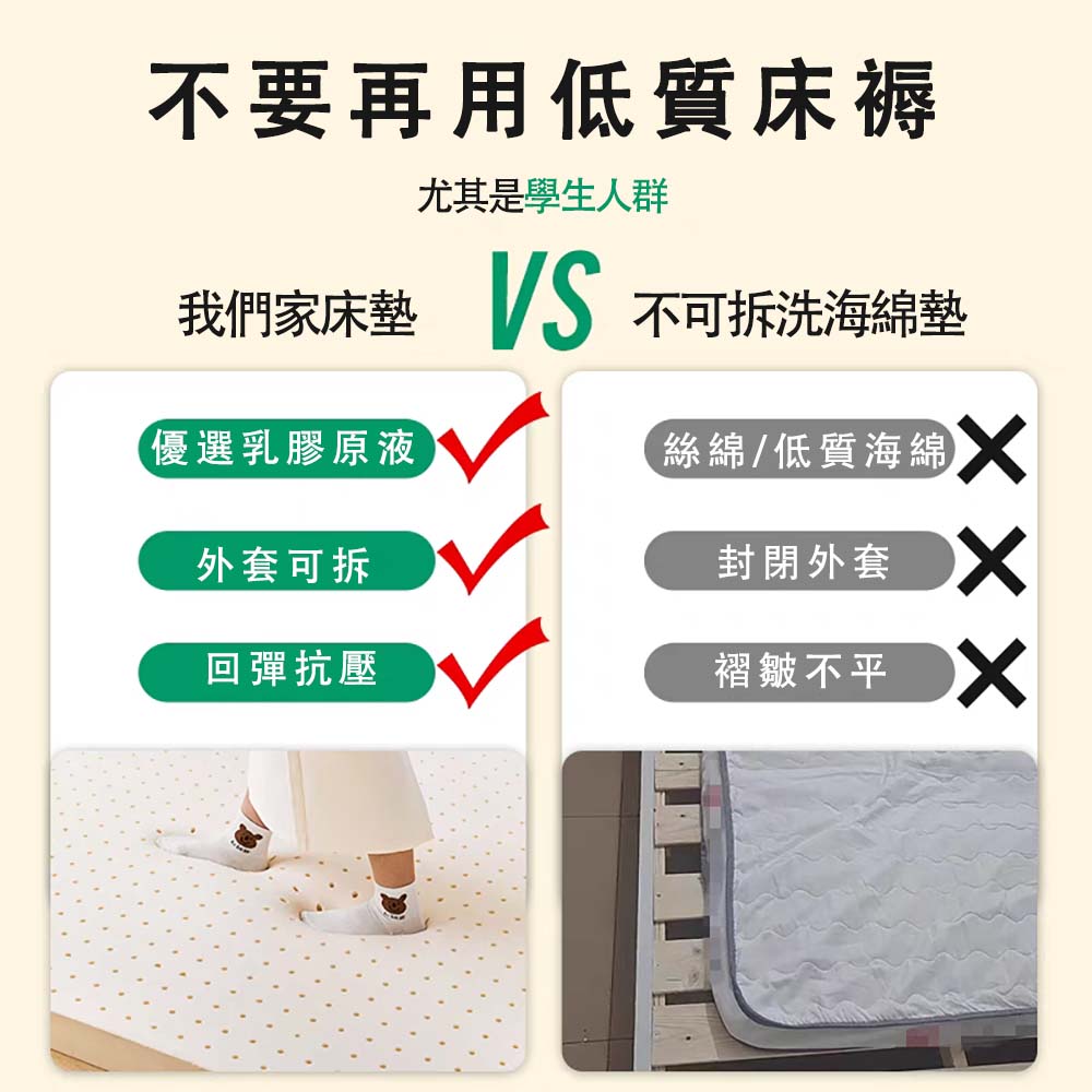HABABY環安家居乳膠床墊(厚5公分) 144*75(150*80床型用), , large